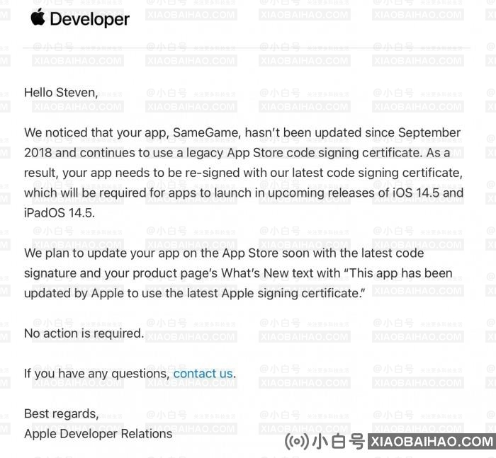 苹果将在iOS 14.5之前用最新的签名证书更新旧的应用