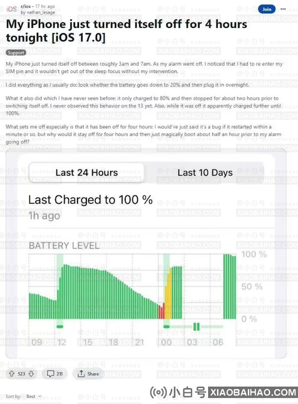 Apple用户反馈：iPhone即使是负责的，也会在晚上自动关闭-小白号