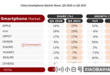 2021年第四季度苹果在中国的手机市场份额第一(2020年苹果在中国的市场份额)。_小白号